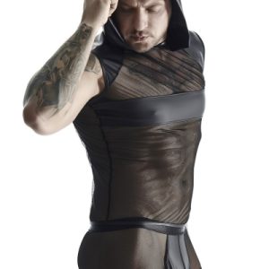 T-shirt à capuche wetlook et mesh - Regnes