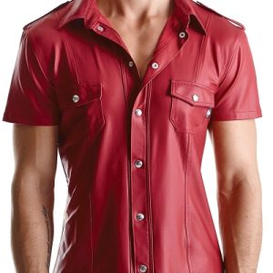 Chemise manches courtes wetlook rouge Carlo - Regnes