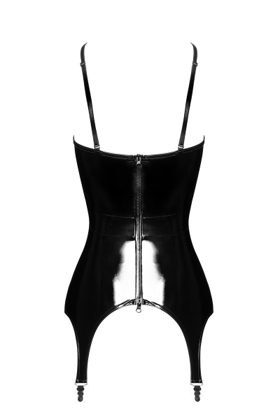 Corset porte-jarretelle vinyle Dominae F381 - Noir Handmade 4 Corset porte-jarretelle vinyle Dominae F381 - Noir Handmade – Image 4