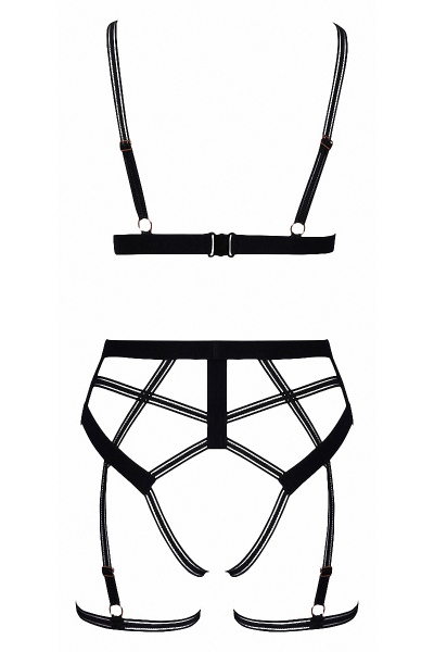 Set lingerie BDSM harnais noir - Cotelli Lingerie 4 Set lingerie BDSM harnais noir - Cotelli Lingerie – Image 4