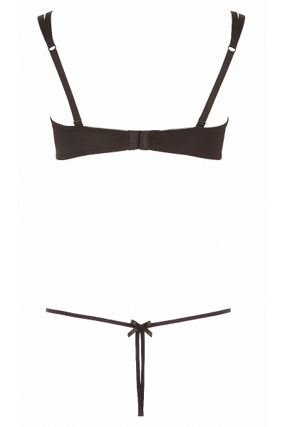 Ensemble dentelle string ouvert et seins nus noir - Cottelli Lingerie 4 Ensemble dentelle string ouvert et seins nus noir - Cottelli Lingerie – Image 4