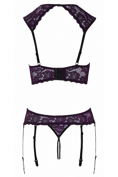 Ensemble lingerie ouverte violet - Cotelli Lingerie 4 Ensemble lingerie ouverte violet - Cotelli Lingerie – Image 4