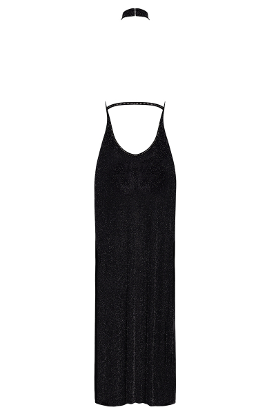 Robe longue en maille pailletée Onyx F372 - Noir Handmade 4 Robe longue en maille pailletée Onyx F372 - Noir Handmade – Image 4