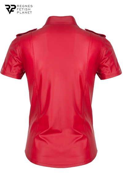 Chemise manches courtes wetlook rouge Carlo - Regnes 4 Chemise manches courtes wetlook rouge Carlo - Regnes – Image 4