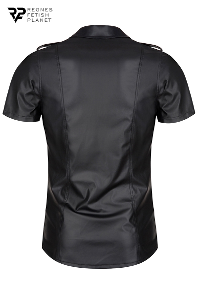 Chemise manches courtes wetlook noire Luca - Regnes 4 Chemise manches courtes wetlook noire Luca - Regnes – Image 4