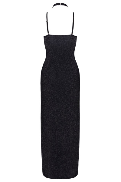 Robe longue à décolleté plongeant noire argentée - Cottelli PARTY 4 Robe longue à décolleté plongeant noire argentée - Cottelli PARTY – Image 4
