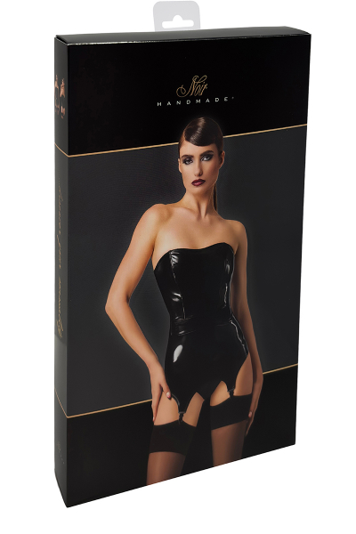 Corset porte-jarretelle vinyle Dominae F381 - Noir Handmade 5 Corset porte-jarretelle vinyle Dominae F381 - Noir Handmade – Image 5