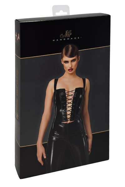 Corset en vinyle Dominae F379 - Noir Handmade 5 Corset en vinyle Dominae F379 - Noir Handmade – Image 5