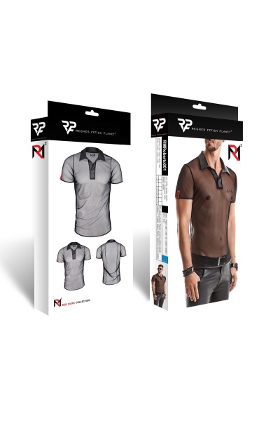 Polo en maille noire transparente - Regnes 5 Polo en maille noire transparente - Regnes – Image 5