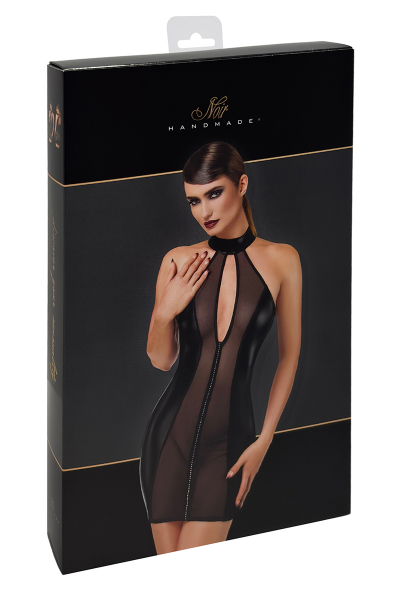 Mini robe tulle et wetlook Luxuria F370 - Noir Handmade 4 Mini robe tulle et wetlook Luxuria F370 - Noir Handmade – Image 4